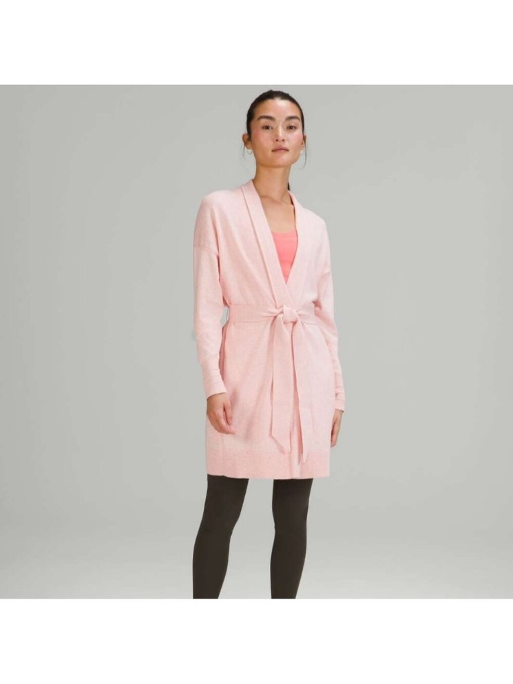 Lululemon Cotton-Cashmere Knit Wrap Heathered Dew Pink Like New